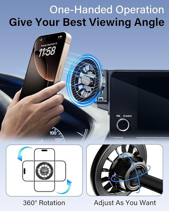 Magnetic Phone Mount for Cadillac Lyriq 2023-2025 Accessories, XT4 2024 2025, CT5 2025, Optiq 2025, 33-Inch Screen Fixed Clip, Cell Phone Base Automobile Cradles Magnets Phone Holder for MagSafe