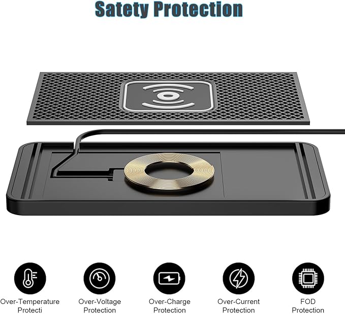 Wireless Charging Pad for Car for Ford Super Duty F-550, 15W Fast Wireless Charger Mat Non-Slip Silicone Car Center Console Phone Charging Pad,A/15W-Type-c