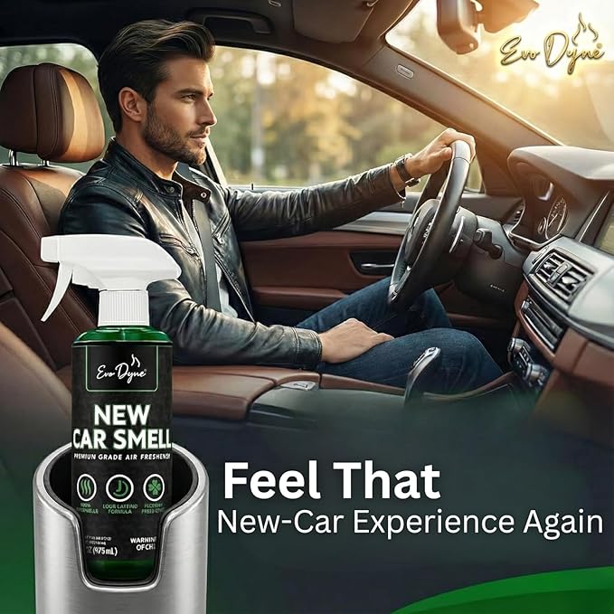 New Car Smell Spray (16oz), Made in USA | Long Lasting Car Air Fresheners Eliminates Odor - Air Fresheners for Cars, Trucks, & Other Vehicles – Fresh Scent Air Freshener Spray by Evo Dyne (2-Pack)