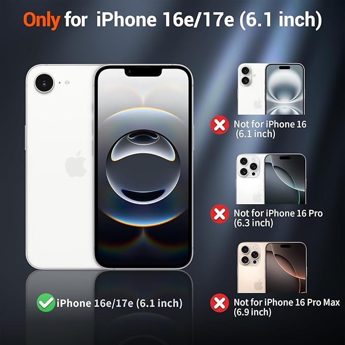 SUPFINE Magnetic for iPhone 17e Case/iPhone 16e Case with Screen Protector (Compatible with MagSafe) (Military Grade Drop Protection) Translucent Matte Shockproof Phone Cover,Dark Blue