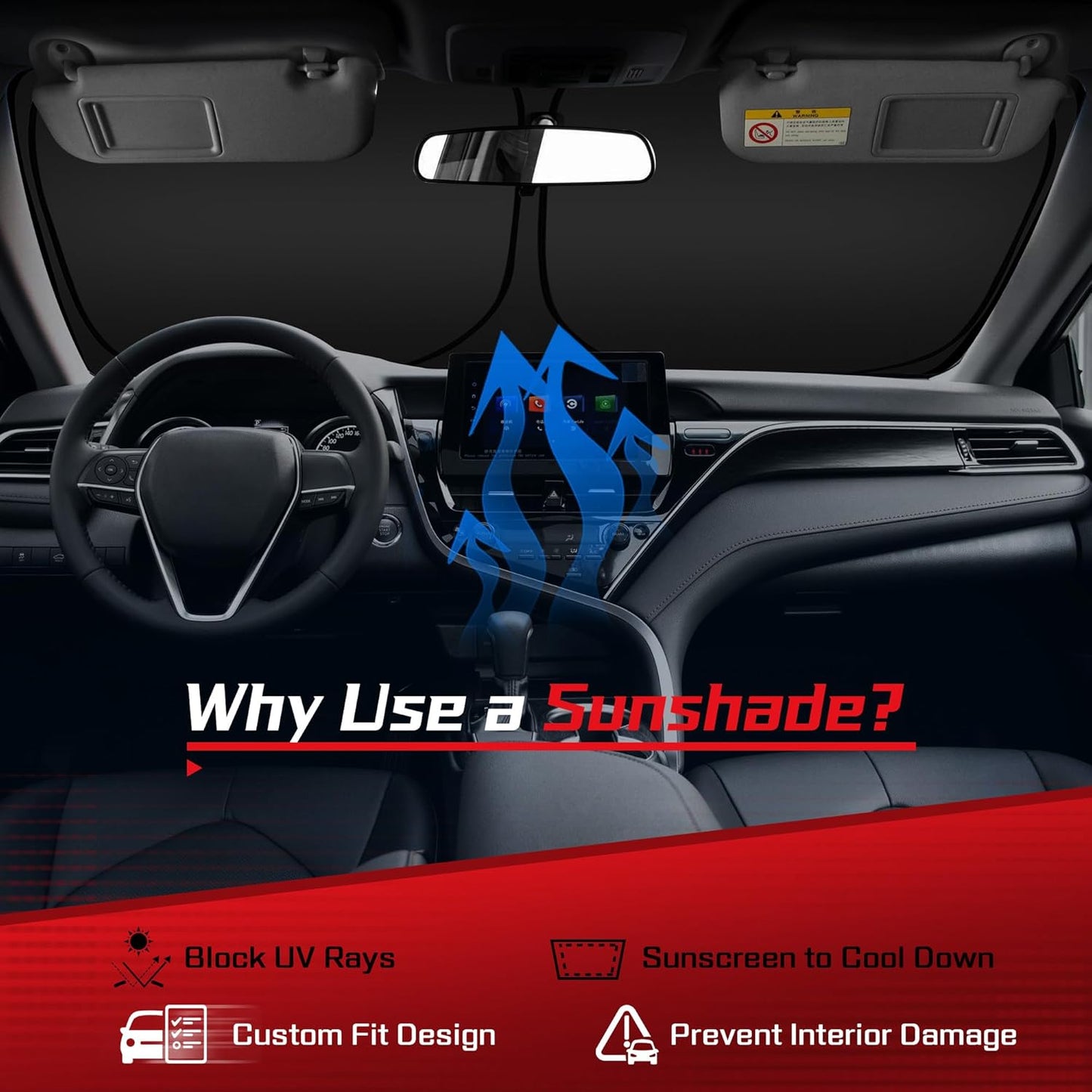 ARISMOTOR Windshield Sun Shade for Ni-ssan Kicks 2018-2024, Custom Fit Foldable Front Window Sunshade Sun Visor Protector, Block UV Rays Keep Your Car Cooler