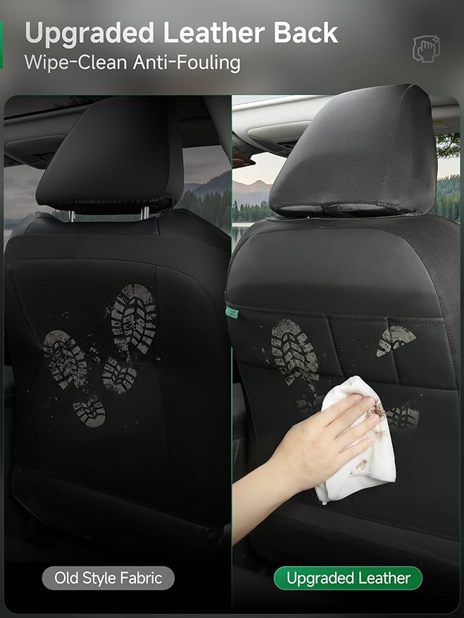GIANT PANDA Air Cool Mesh Car Seat Cover Custom Fit Toyota Rav4 Camry Highlander Corolla Prius,Breathable Cooling Seat Protector with Leather Back Pannel(Black+Gray)