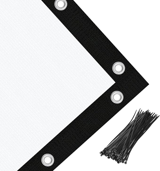 Amagenix 90% Pergola Shade Cover 6' X 24' Sun Shade Cloth with Grommets for Outdoor Garden Patio Porch, Commercial Grade 200 GSM - Cable Zip Ties Included (We Customized) GN108, White