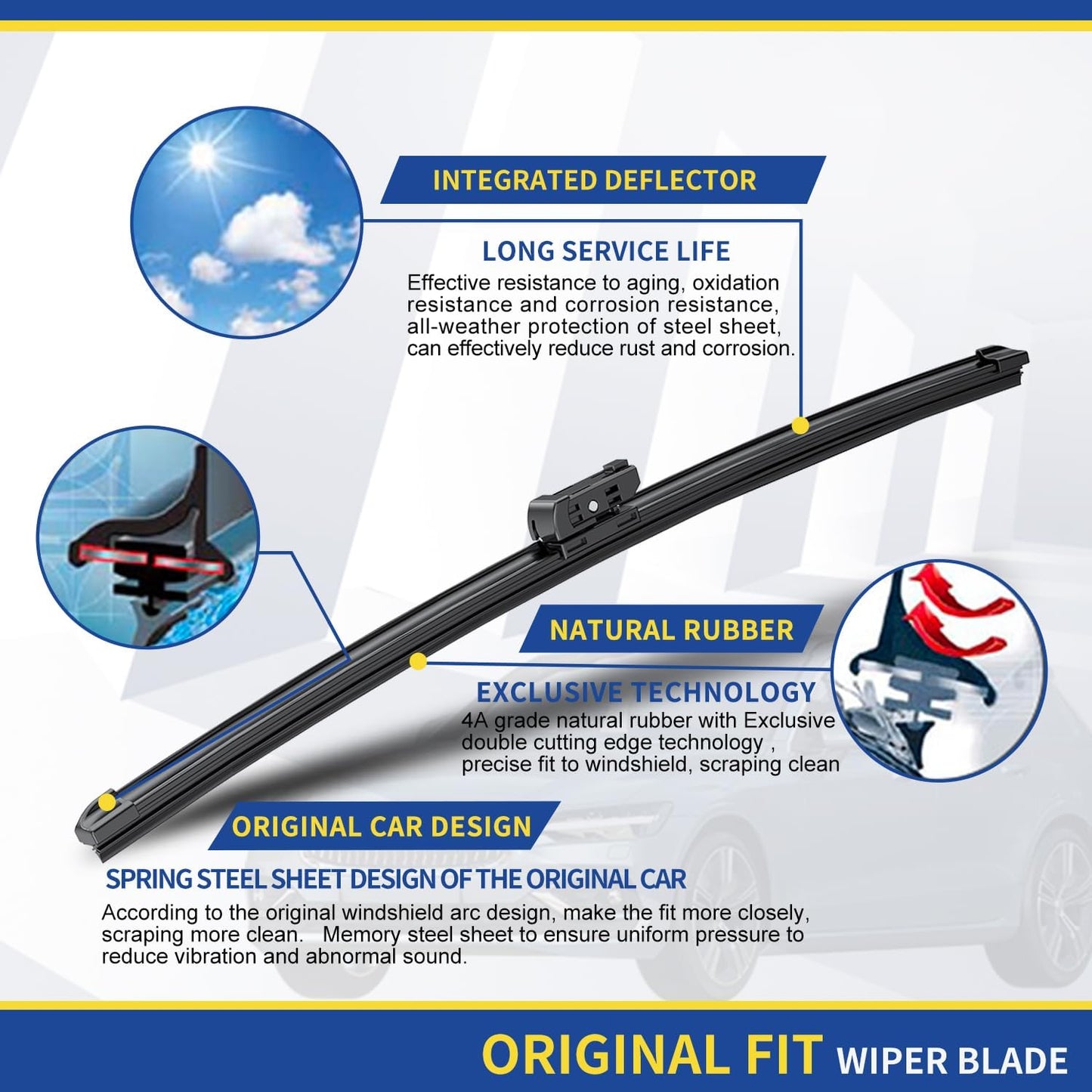 2 Wipers Factory Replacement For Volvo C30 S40 V50 V60 S80 C70 V70 XC70 XC60 Original Equipment Windshield Wiper Blade Set - 26"/20" (Set of 2) Top Lock