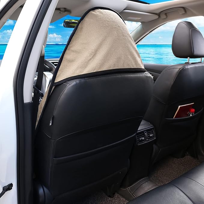 Leader Accessories Towel Waterproof Car Seat Cover Beige for Trucks SUV Seats Fitness Athletes Pets Gym and Water Sport