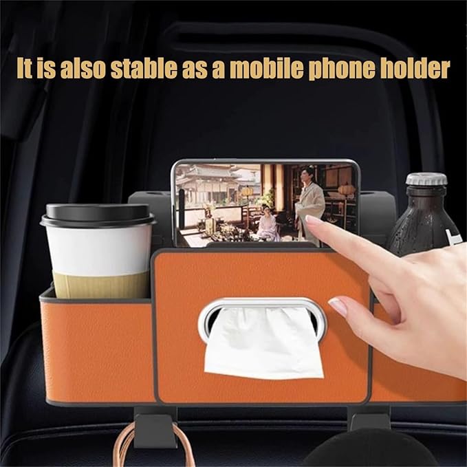 Car Organizers and Storage Box Behind Seat, Large Car Seat Back Organizer for Hold Phone, Drinks, Handbag, Universal Fit for Suv/Sedan (Orange, 2pcs)