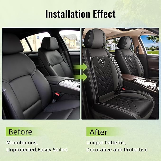 AOMSAZTO Car Seat Covers Fit for Cadillac CT4 2020-2026 Front Seat Cover Waterproof Faux Leather Automotive Auto Interior Protector Cushion (2 Seats,Black)