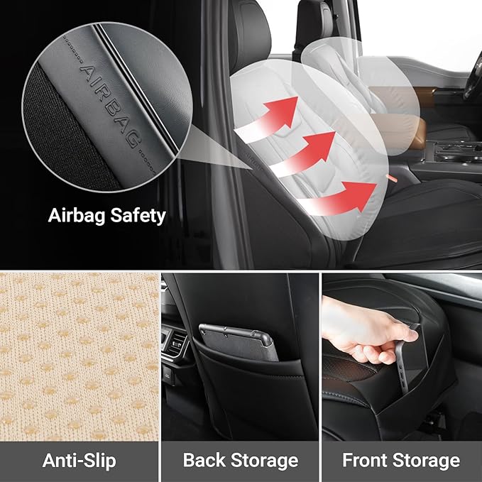 Coverland Custom Fit Car Seat Covers for SUV Compatible with [RAV4, CR‑V, Forester, Bolt EUV, IONIQ 5, HR‑V, Yukon] Premium Waterproof Non-Slip Interior Seat Protector [Front Black - Size Chart A27]