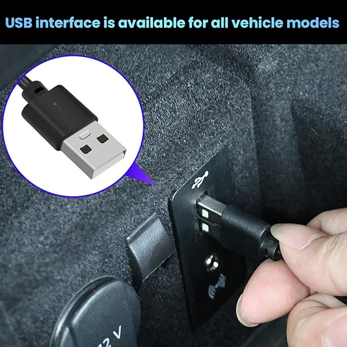 BESULEN Car Interior LED Lights, Automotive Ambient Neon Light Kit with USB Port, Car Accessories, Gifts for Men and Women, 4 in 1 Decoration Lights for Car, Garden, Home, Party（Yellow）