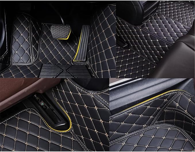 Custom Personalized Floor Mats for Cars，Luxury Full Coverage All Weather Car Floor Mats，Anti-Slip Leather Car Mat Set ，Custom Floor Mats for 99% of Cars, Trucks & SUVs (3D Pink and Black)