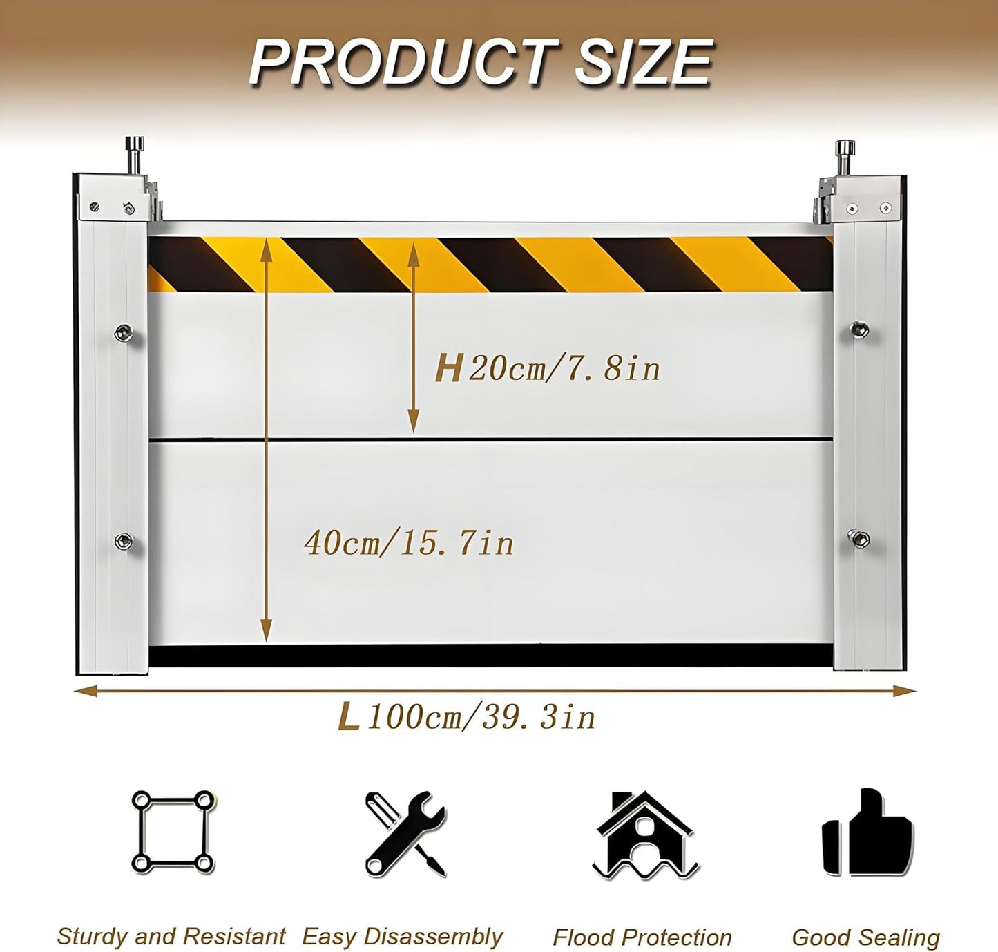 Flood Barriers for Home Exterior,Aluminum Alloy Outdoor Garage Doors Water Barriers for Flooding(H15.7Inch,L3FT)