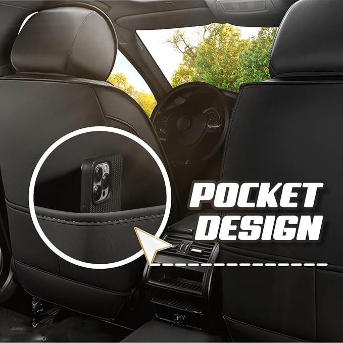 Car Seat Covers for VW Eos 2007-2016, Premium Nappa Leather Car Seat Cover, Stylish Sport Seat Covers， Automobile Seat Cover Sets.(Standard 5 Seats/Black Red)