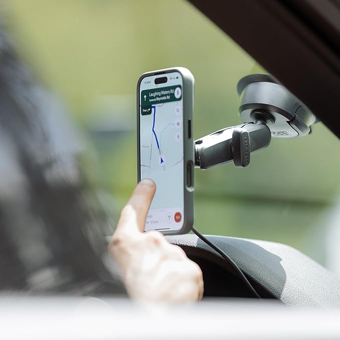 Quad Lock Heavy Duty Suction Car Phone Mount with MAG Phone Case and MAG Wireless Charging Head for iPhone 15 Pro Max