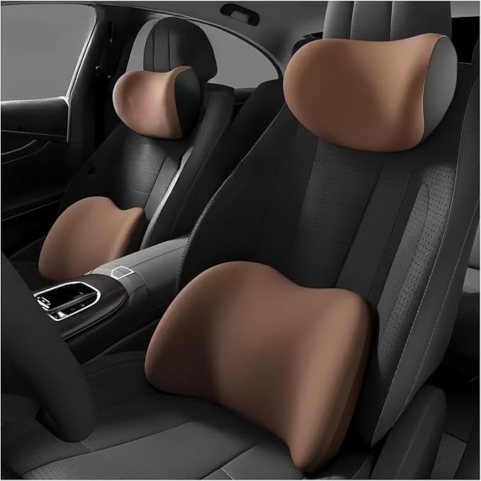 Car Neck Pillow and Lumbar Support Cushion - Memory Foam Backrest for Driver Seat Comfort(Green)