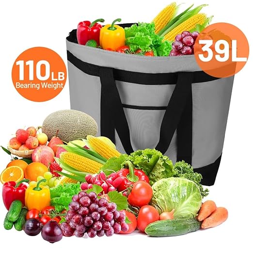 CIVJET Insulated Reusable Tote Bag for Grocery Shopping for Women/Men, Pizza/Food Delivery Bag to Keep Food Cold/Hot for Uber Eats/Doordash/Grubub, Cooler Bags for Travel/Beach/Picnic, Cooler Bag,Grey