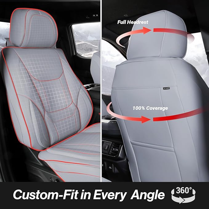 Coverland Custom Fit Car Seat Covers for SUV Compatible with [CX‑5, Forester, RAV4 Prime, Venza, RX 450h, RX 500h] Premium Waterproof Non-Slip Interior Seat Protector [Full Set Gray - Size Chart X78]