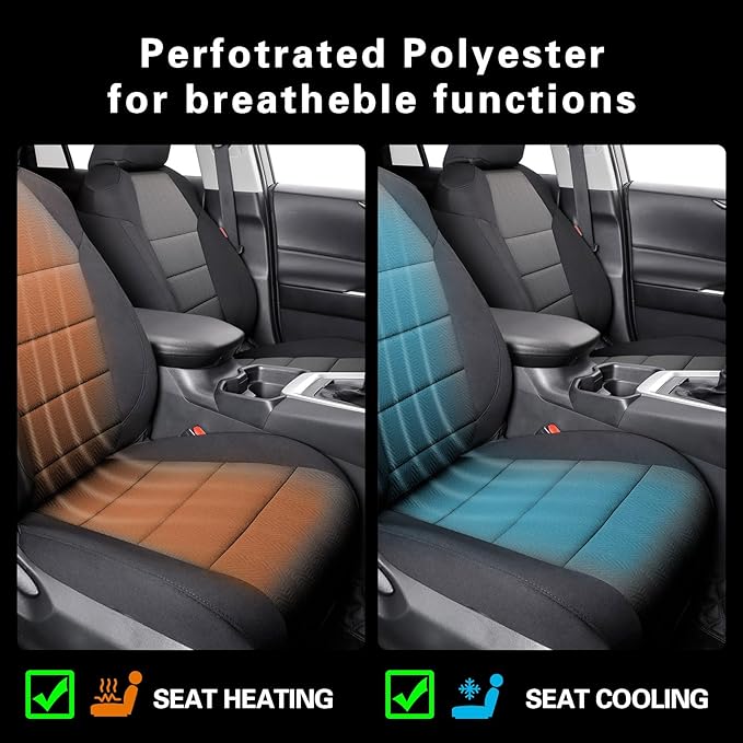 coverdream Rav4 Hybrid Seat Covers Custom Fit for 2019-2024 2025 Toyota Rav4 Hybrid (Not for XSE/SE/Plug-in Hybrid),Full Coverage,Airbag Compatible,Polyester Car Seat Protector(Full Set,Black & Gray)