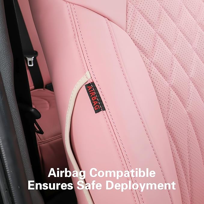 EKR Rav4 Seat Covers Custom Fit for Toyota Rav4 LE(NOT for Hybrid) 2013 2014 2015 2016 2017 2018,Leather Car Pink Seat Cover for Women SUV Full Set,Faux Leather(Pink)