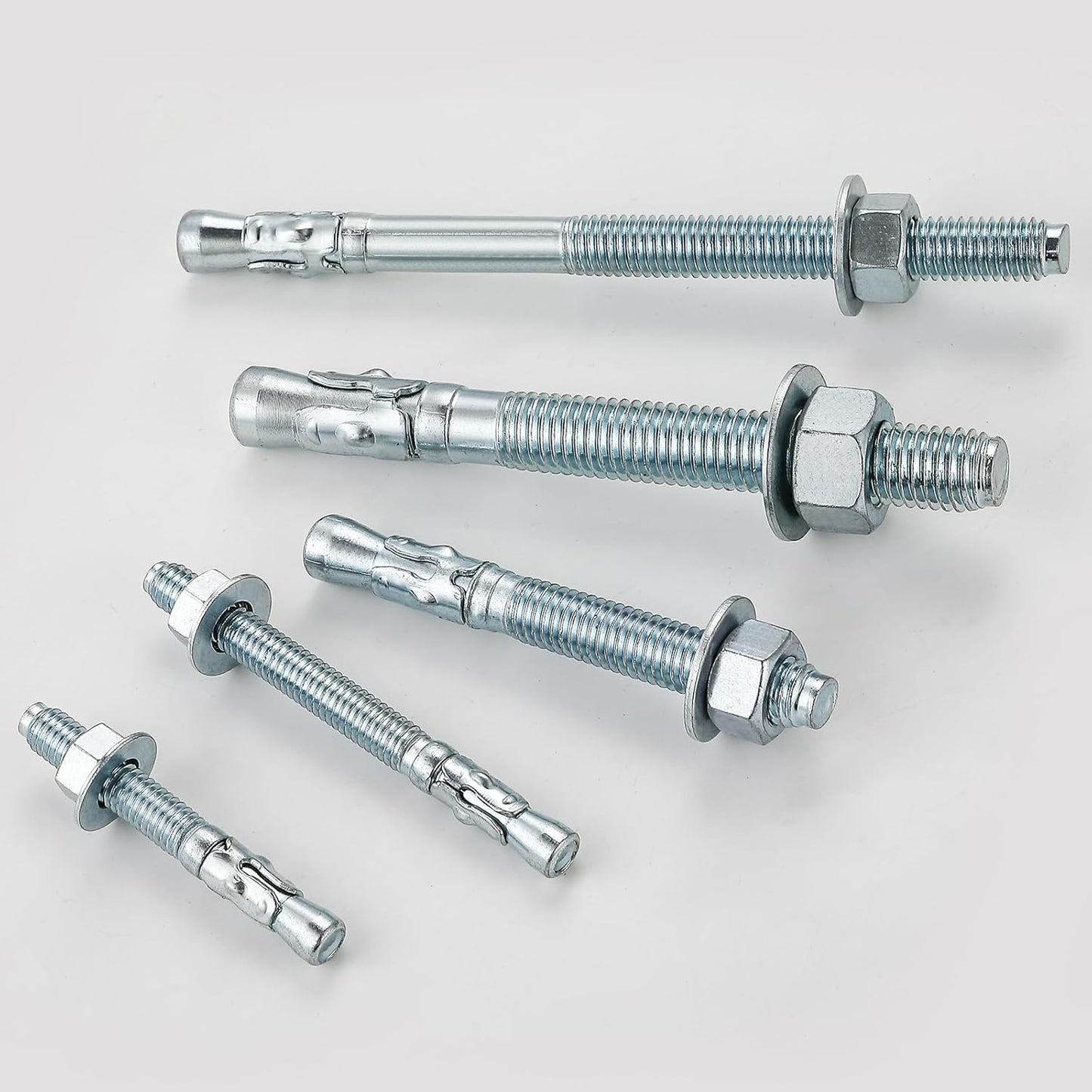 1/2x5-1/2" 10Pcs Inch Standard Fasteners for Heavy-Duty Zinc Wedge Anchors for Cement and Concrete
