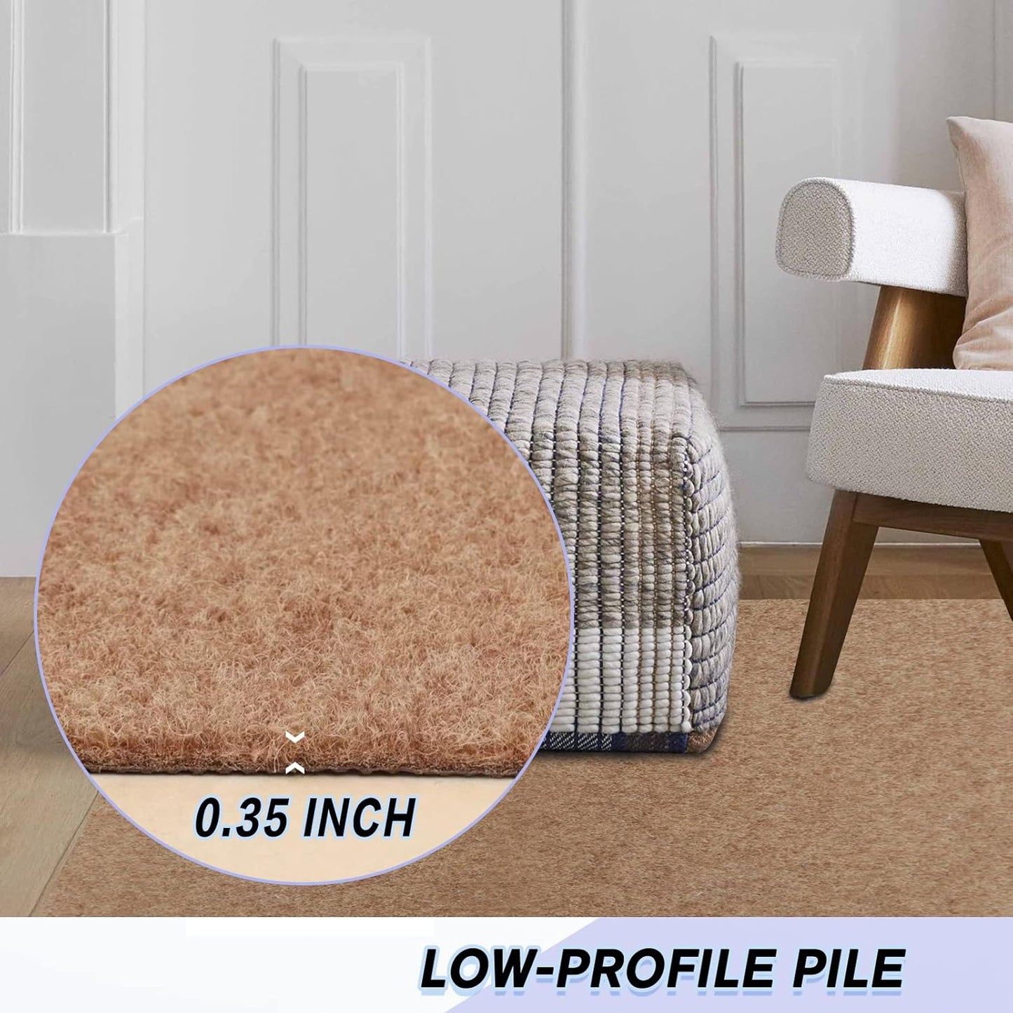 Custom Size Backed Non-Slip Area Rugs Runner, Easy Clean, Waterproof Runner Rugs for Hallway Entryway, Kitchen, Laundry, 3FT x 62FT, Beige