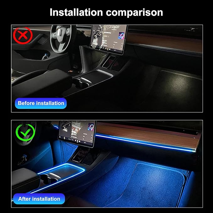 8 m Optic Fiber Car Ambient Footwell Lighting Kit Bluetooth App Control 64 Colors Multicoloured Music Interior Lighting Kit 12V 1W