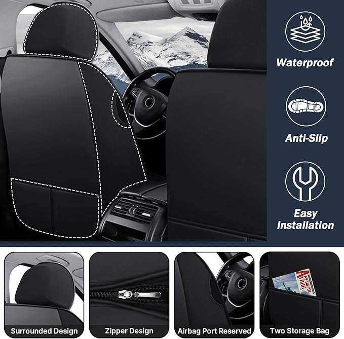 Car Seat Cover 8 Seats for Hyundai Palisade 2020-2025, Durable Wear Resistant Waterproof Sport Seat Covers, Breathable No Odor Premium Leather Vehicle Seat Covers.(Luxury,Black Red)