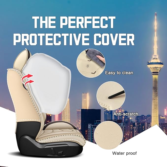 CTDS Car Seat Covers for Jeep Grand Cherokee L 2021-2026, Stylish Sport Seat Cover, Premium Nappa Leather Car Seat Cover. Automobile Seat Covers Sets.(Standard 5 Seats/Beige)