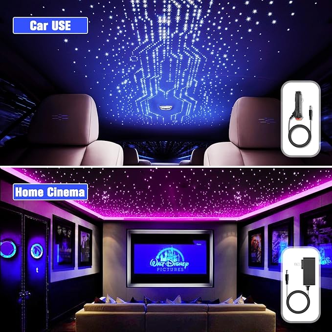 16W Starlight Headliner Kit, Star Lights for Car Roof&Home Decoration, Fiber Cable 550pcs*0.03in*13.1ft RGBW Star Light Headliner with Bluetooth APP/Remote Control/Music Mode