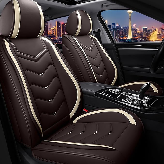 CTDS Car Seat Covers for Mazda CX-5 CX-3 CX-7 CX-9 CX-50 CX-30 CX-70 CX-90 2007-2026, Stylish Sport Seat Cover, Premium Nappa Leather Car Seat Cover.(Standard 2 Seats/Coffee Color)
