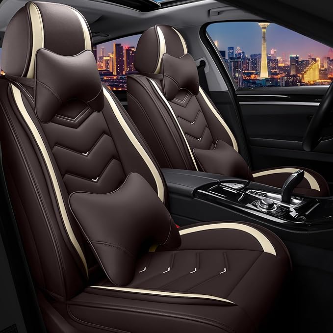 CTDS Car Seat Covers for Honda HR-V 2016-2026, Stylish Sport Seat Cover, Premium Nappa Leather Car Seat Cover. Automobile Seat Covers Sets.(Luxury 2 Seats/Coffee Color)