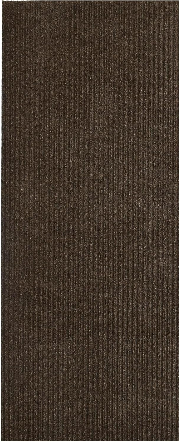 iCustomRug Spartan Weather Warrior Indoor/Outdoor Utility Ribbed Carpet Runner with Non-Slip Thermoplastic Rubber Backing, 6ft X 48ft in Brown