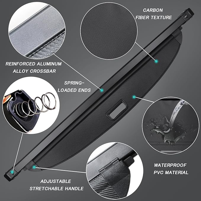Cargo Cover for Audi Q5 SQ5 2024-2018 (Not for Q5/SQ5 Sportback and All New Q5/SQ5) Retractable Trunk Cover Security Shielding Shade Cargo Luggage Cover Trunk Privacy Protection