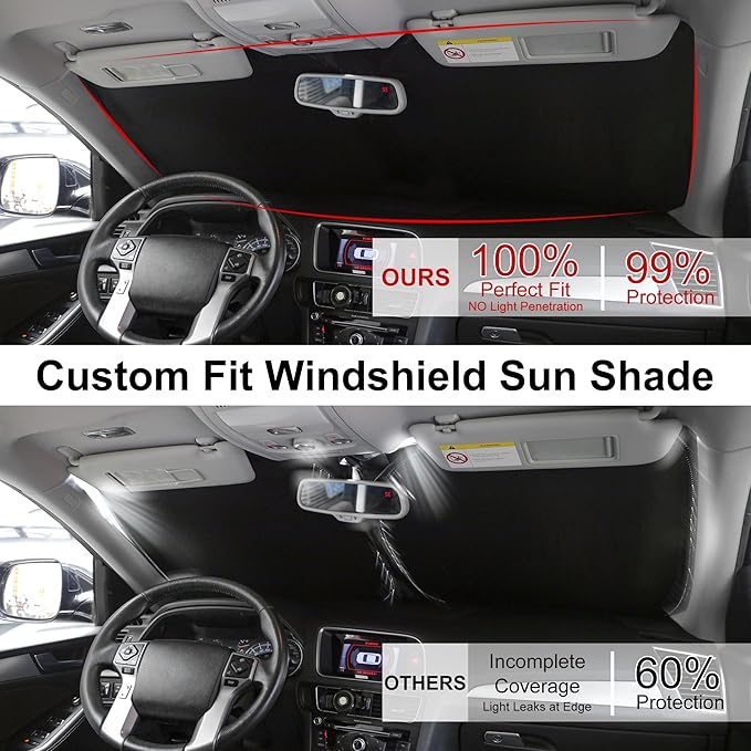 Windshield Sun Shade Custom Fit for 2019-2024 2025 2026 Audi Q3 Accessories Foldable Sunshade Sun Blocker Protect Car from Sun Rays & Heat Damage Keep Car Cooler