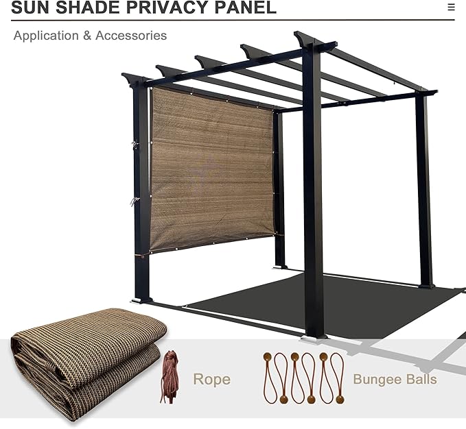 Alion Home Sun Shade Privacy Panel with Grommets and Hems on 4 Sides for Patio, Awning, Window, Pergola or Gazebo - Mocha Brown (10' x 4')