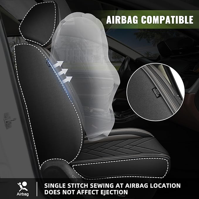 AOMSAZTO Car Seat Cover for Chevrolet Chevy Blazer 2019-2025 2026 Front Set, Leather Car Seat Protector Waterproof, Non Slip Car Seat Cushion, Interior Seat Covers Automotive Accessories - Black&Grey