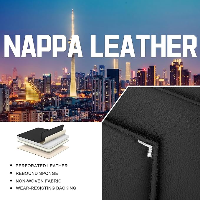 CTDS Car Seat Covers for Ford F-150 2000-2026, Stylish Sport Seat Cover, Premium Nappa Leather Car Seat Cover. Automobile Seat Covers Sets.(Luxury 2 Seats/Black White)