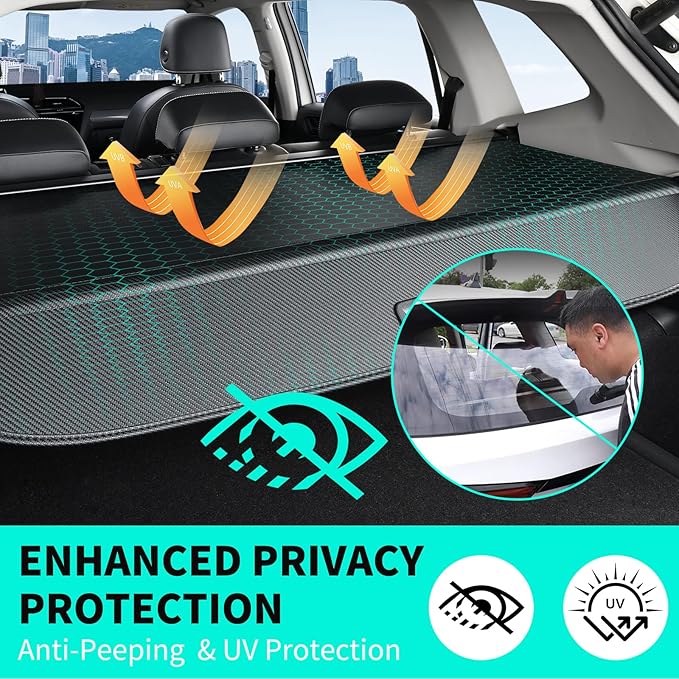Tecoom Cargo Cover fit for Subaru Crosstrek Impreza Accessories 2019-2023, Retractable Rear Trunk Cover Luggage Security Shade, Anti-Peeping Privacy Screen Protector, Carbon Fiber Texture