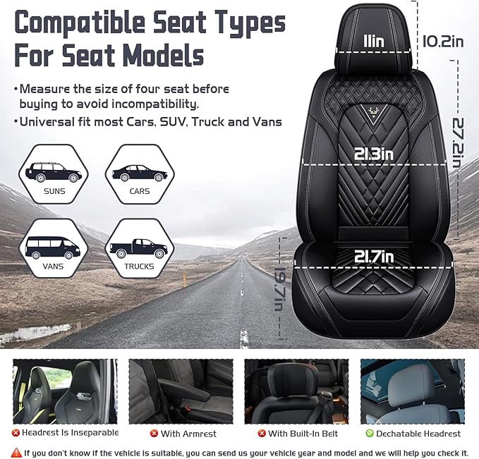 Truck Seat Covers for Chevy Silverado 1500 2007-2026, Waterproof Premium Leather Full Coverage Car Seat Cover, Muscle Sport Style Auto Interior Seat Cover Sets (Full Set/Black)