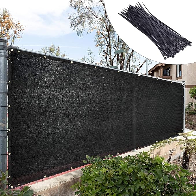 Royal Shade 5' x 4' Black Fence Privacy Screen Windscreen Cover Netting Mesh Fabric Cloth - Cable Zip Ties Included (We Make Custom Size)