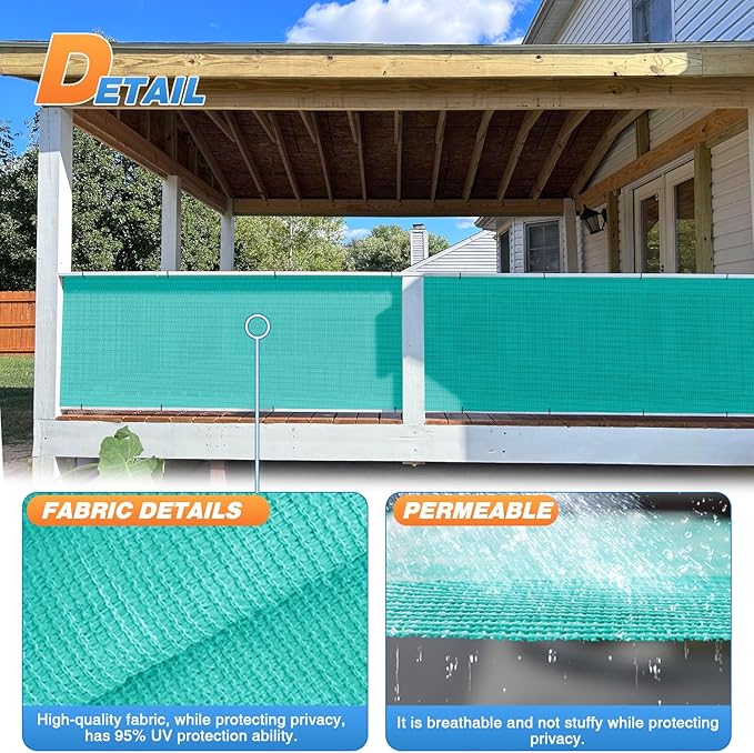 TANG Sun Shade Fabric Roll 8'x92' Shade Cloth for Garden Turquoise Green HDPE Mesh Shading Pergola Cover Replacement Canopy, 95% Blockage Sunshades for Outdoor Patio Backyard Plant