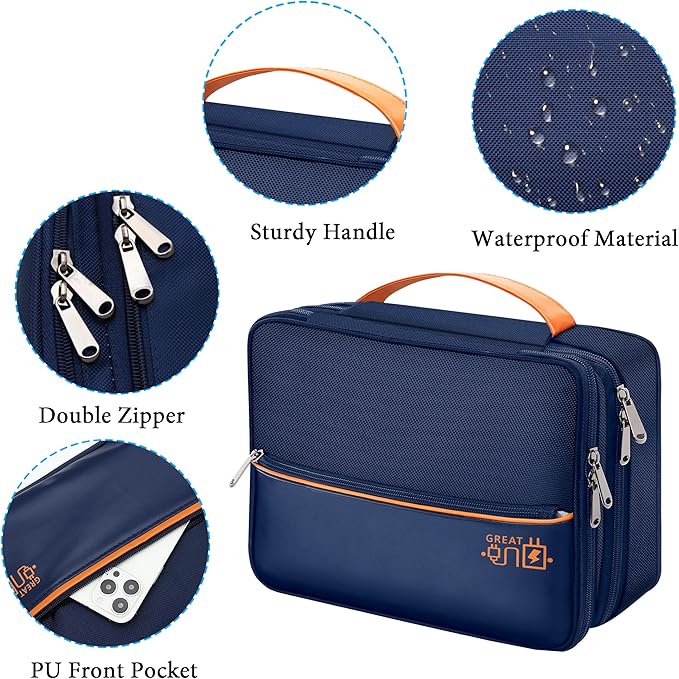 CILLA Electronic Organizer Travel Case, Travel Cord Organizer Case Portable Waterproof Cable Organizer Bag for Charger, Cord, USB, Power Bank, Earphone