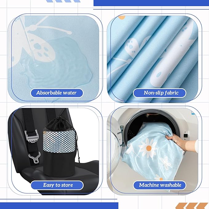 1 Pack Car Seat Towel Covers with Storage Bag 63 x 32 Inch Athletic Running Towel Seat Sweat Washable Non Slip Cover Gift for Car Outdoor Sport Activities (Daisy)
