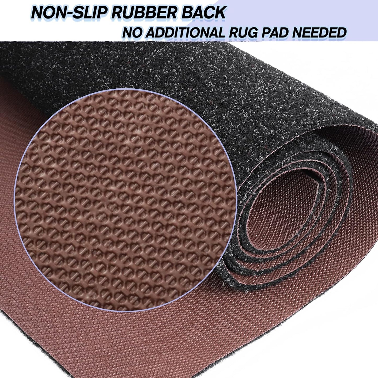 Custom Size Backed Non-Slip Area Rugs Runner, Easy Clean, Waterproof Runner Rugs for Hallway Entryway, Kitchen, Laundry, 4FT x 57FT, Black