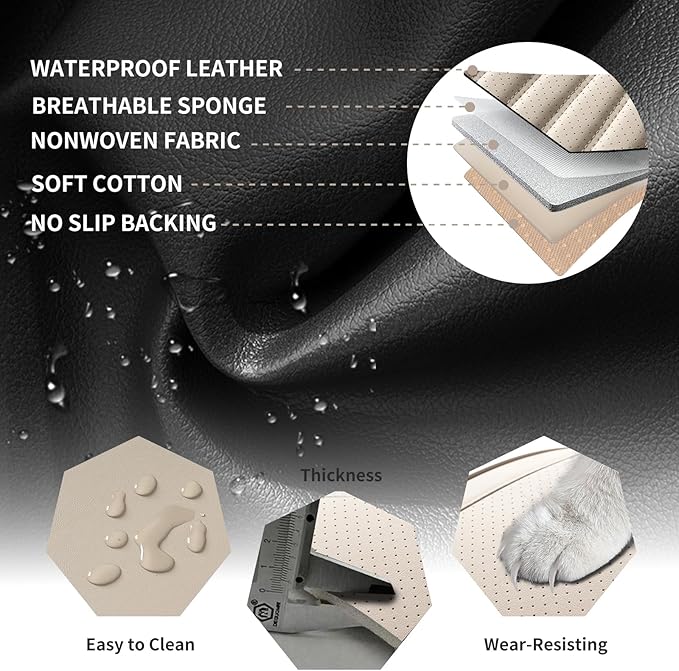 Front Seat Covers Fit for Toyota Sienna 2001-2025, Car Seat Covers Front Seats, Breathable Leather Automotive Seat Covers Front Pair Anti-Slip Seat Cover(Beige, Front)