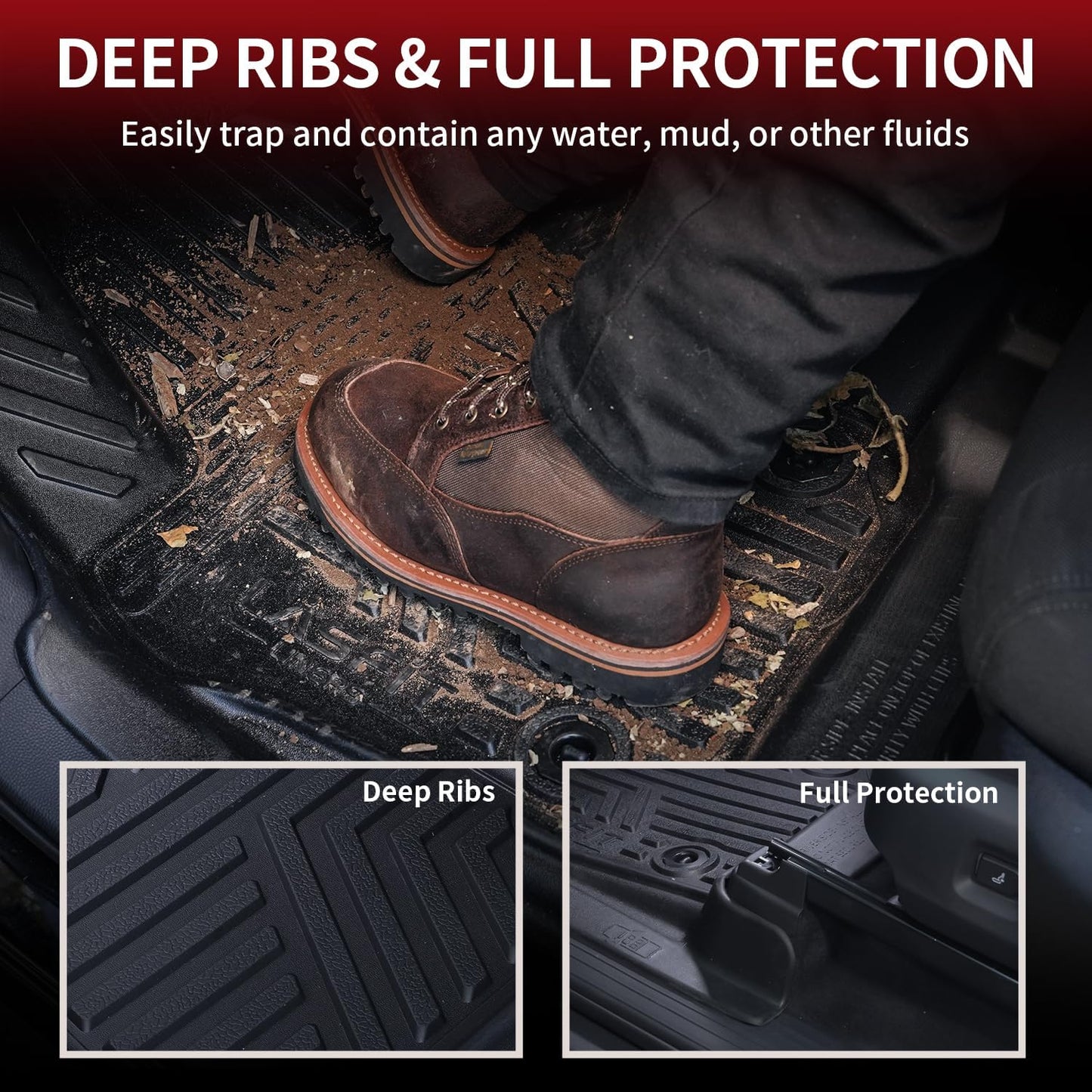 LASFIT Floor Mats Fit for Tacoma 2024-2025 Xtra Cab (Only Front Mats) All Weather Floor Liner TPE Custom Fit Car Mats Front Row Mats, Black