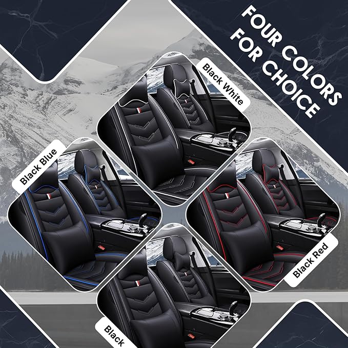 Car Seat Cover for Chevrolet Camaro 2000-2024, Durable Wear Resistant Waterproof Vehicle Cushion Cover, Breathable No Odor Premium Leather Vehicle Seat Covers.(Luxury,Black White)