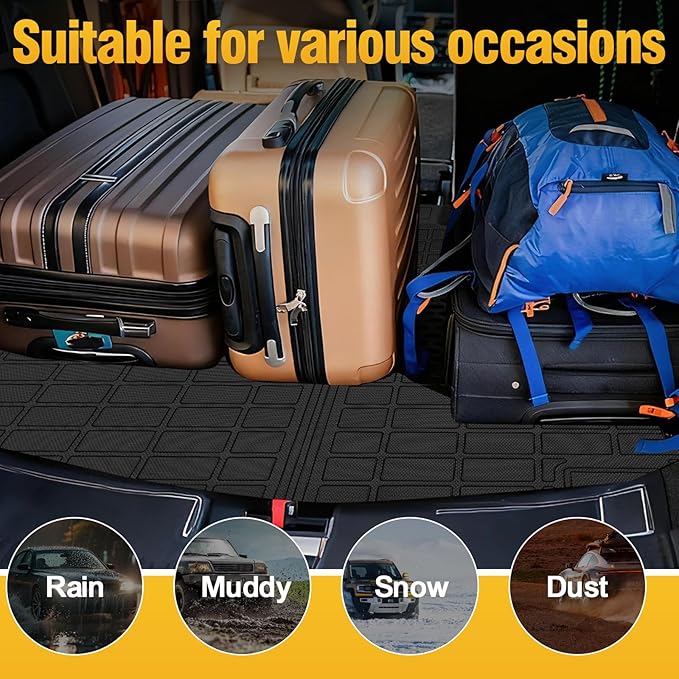 Trunk Liner Cargo Liners for KIA Telluride 2020-2025 Rear Trunk Floor Mats with Backrest Mat 3D Boot Tray All-Weather TPE Black