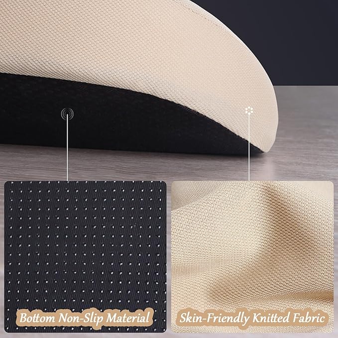 2 in 1 Wedge Car Cushions or Lumbar Support for Driving - 3.5 Inches Soft Memory Foam Driver Seat Cushion for Car Truck - Comfort Coccyx Cushion for Tailbone & Back Pain Relief, Beige