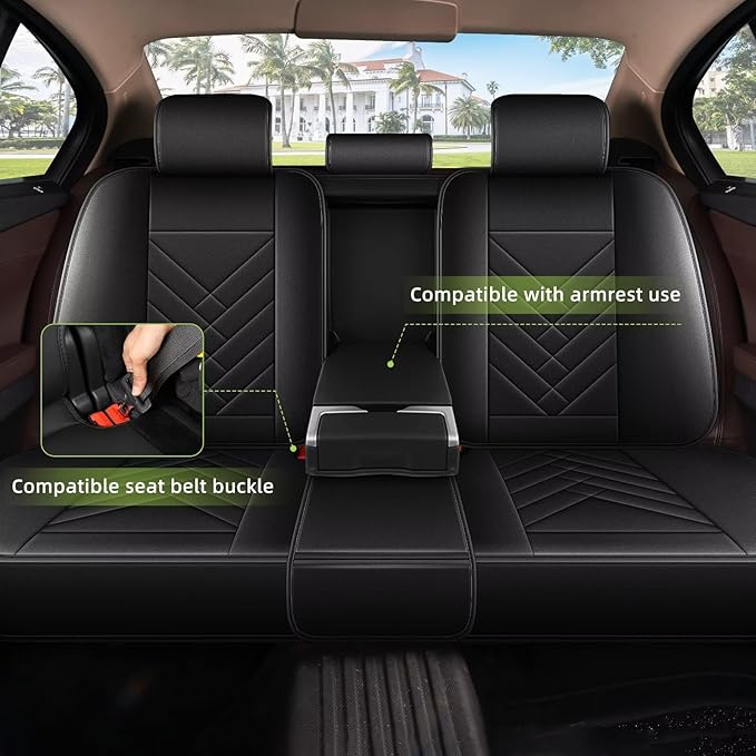 AOMSAZTO Car Seat Covers Fit for Buick Encore 2017-2026: Full Set Waterproof Faux Leather Automotive Seat Covers Vehicle Seat Cushion Protector Car Interior Covers(5 Seats Black)