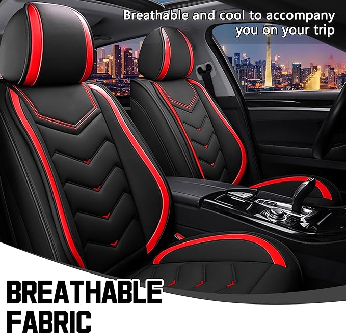 CTDS Car Seat Covers for Nissan Pathfinder 2000-2026, Stylish Sport Seat Cover, Premium Nappa Leather Car Seat Cover. Automobile Seat Covers Sets.(Standard 2 Seats/Black Red)